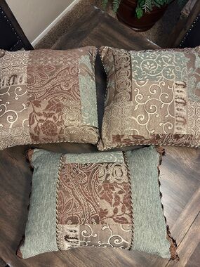 Croscill Galleria Patchwork Accent Pillow Set in Brown and Green